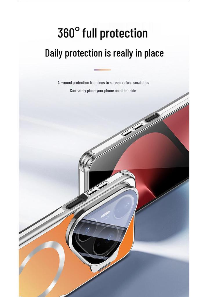 Applicable for Huawei Pura90Pro: Mate80 Gradient Electroplated Magnetic Lens Holder Full Coverage Protective Phone Case