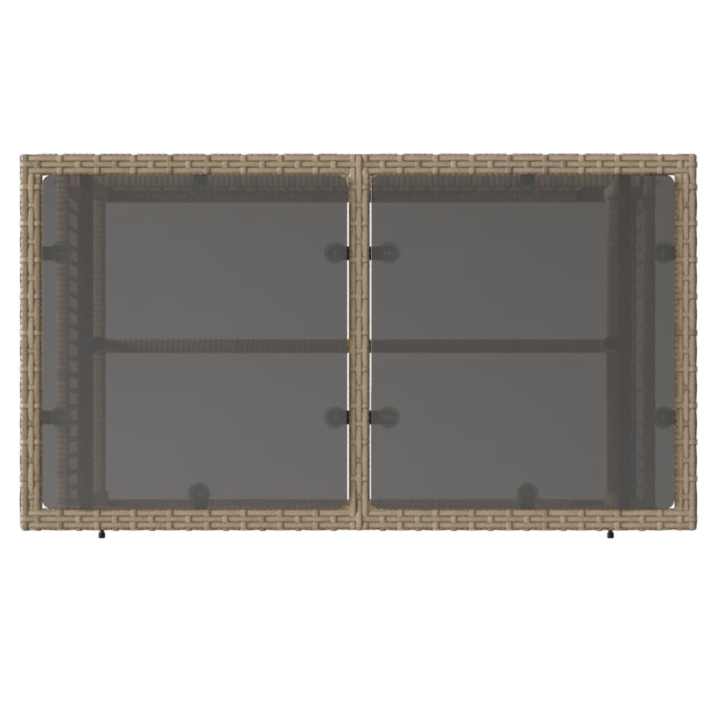 4 Piece Outdoor Sofa Set with Cushions Beige Poly Rattan Glass Table