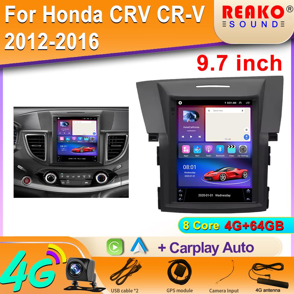 Tesla Style Car Radio For Honda CRV CR-V 2012-2016 Multimedia Video Play Carplay GPS Navigation Stereo Android