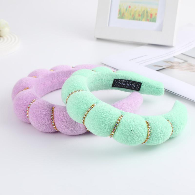 Solid Color Cloud Sponge Headband Washing Scrunchies Puffy Headband Washing Face Makeup Shower Skincare Hair Band
