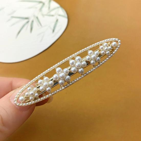 Decorative Hairpin, Imitation Pearl Oval Shape Hair Clip, No Damage Side Bang Hair Pin, Hair Accessories for Multiple Styles