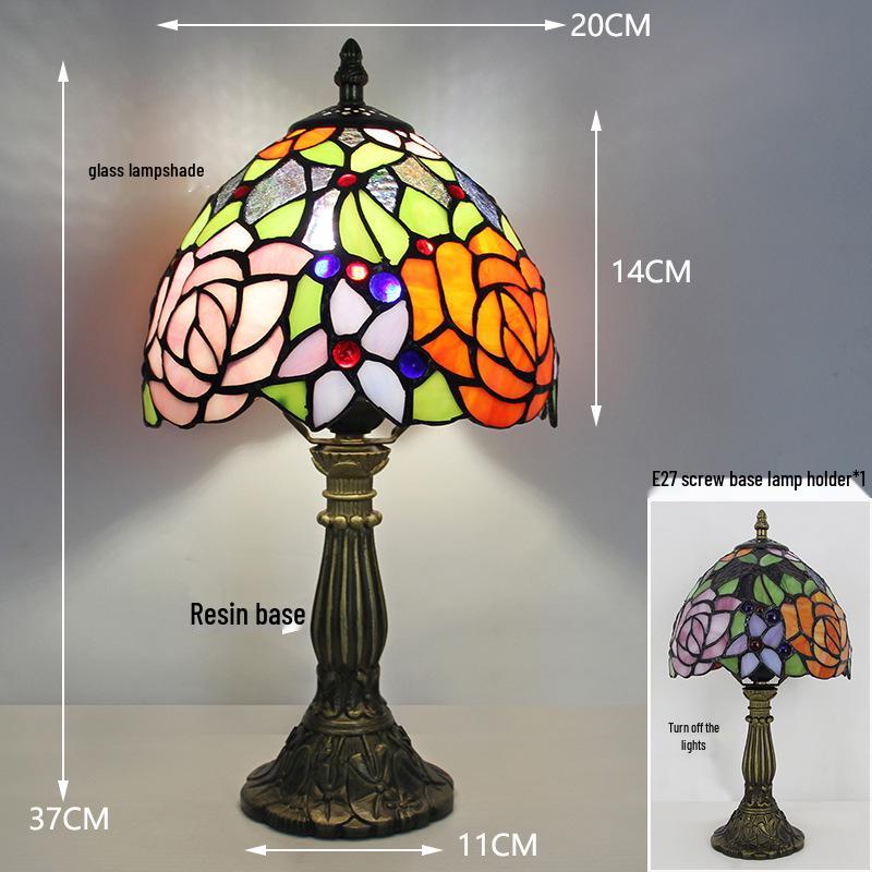 Tiffany Vintage Stained Glass Table Lamp for Bedside or Cafe