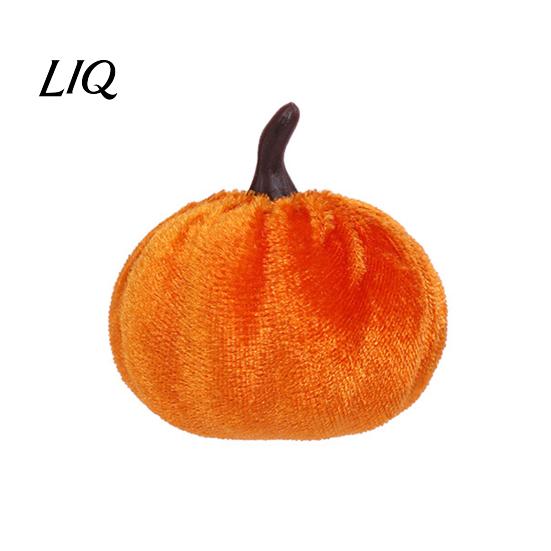 Durable Stuffed Pumpkin Ornament Small Velvet Thanksgiving Table Centerpiece, Halloween Soft Festive Home Decor for Fall Harvest Farmhouse Decoration