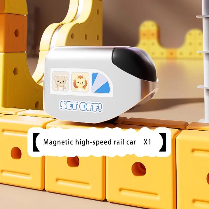 

62/128pcs Magnetic Car Rail Car Building Block Set Montessori Gravity Maze Parent Child Interactive Toy Children Christmas Gift