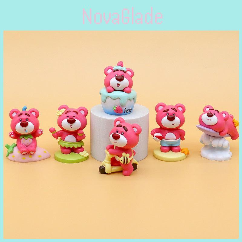 Cute Strawberry Bear Dessert Beach Party Butt Bear Toy Model Twist Egg Figurine