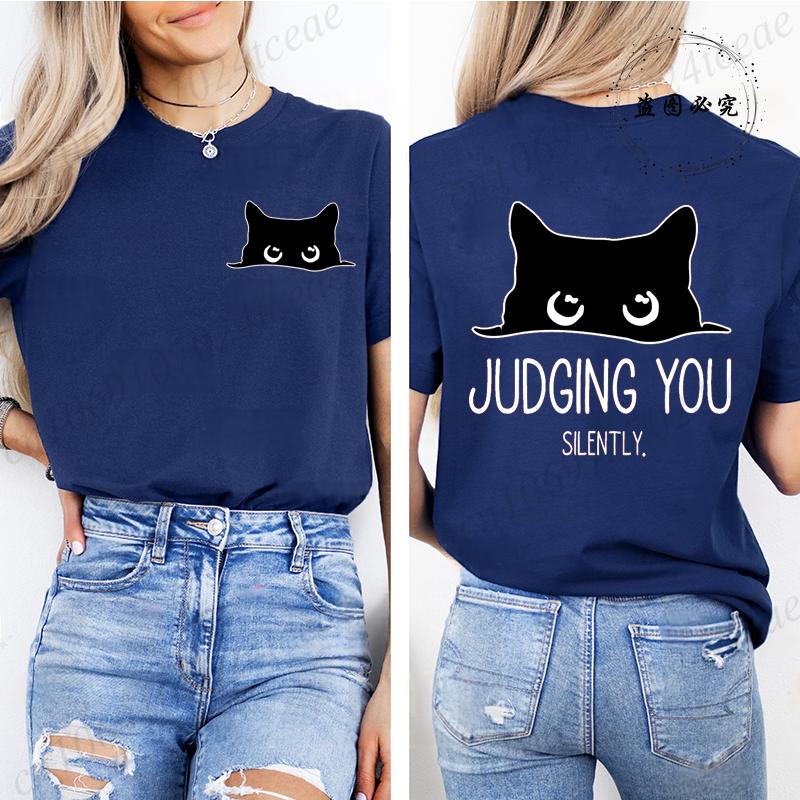 

Judging You Silently Print Tshirt Short Sleeve Crew Neck Casual Top Summer Women Kawaii Streetwear Graphic Tees Vintage Shirt 4XL