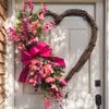 Heart Shaped Artificial Rose Wreath Valentine's Decoration Spring Wreath for Front Door Wall Window Wedding Anniversary
