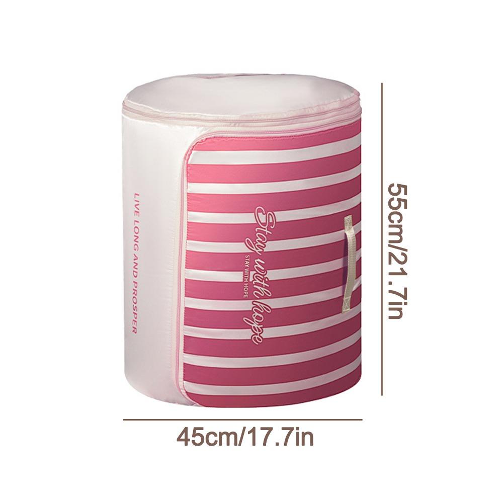 Cylindrical Quilt Compression Bags Large Capacity Stripe Household Quilt Foldable Storage Bag Storage Organization Tools