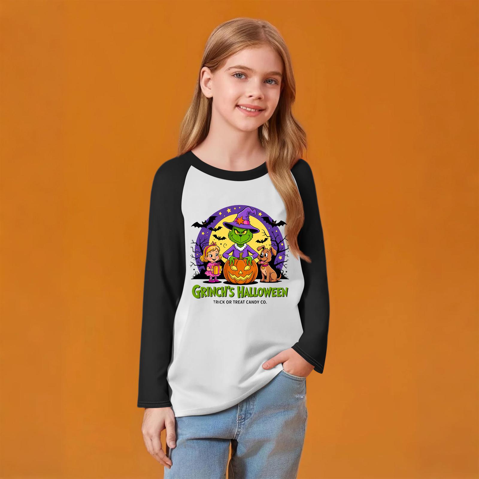 

Детский модный удобный пуловер с рождественским принтом на шее, топ с длинным рукавом 150 чёрный