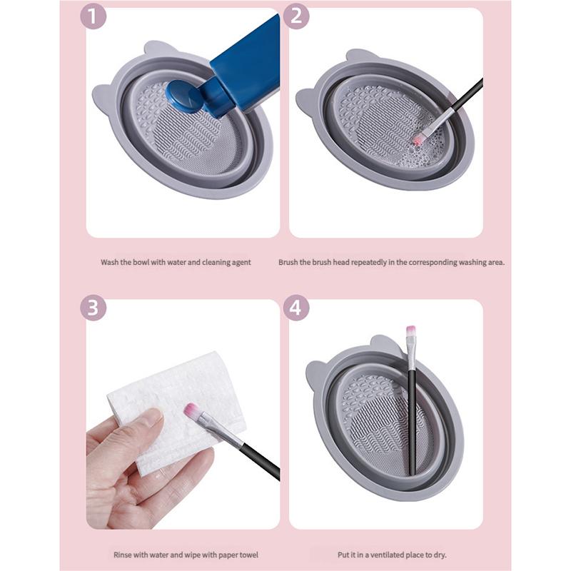 Makeup Brush Cleaner Set Beauty Egg Cleaning Magic Folding Silicone Scrubber Bowl Powder Puffs