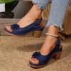 Fashion Summer Sandles for Women Fashion Flowers High Heels Sandals Women Back Strap Hollow Out   Plus Size Thick Heeled Sandalias Mujer