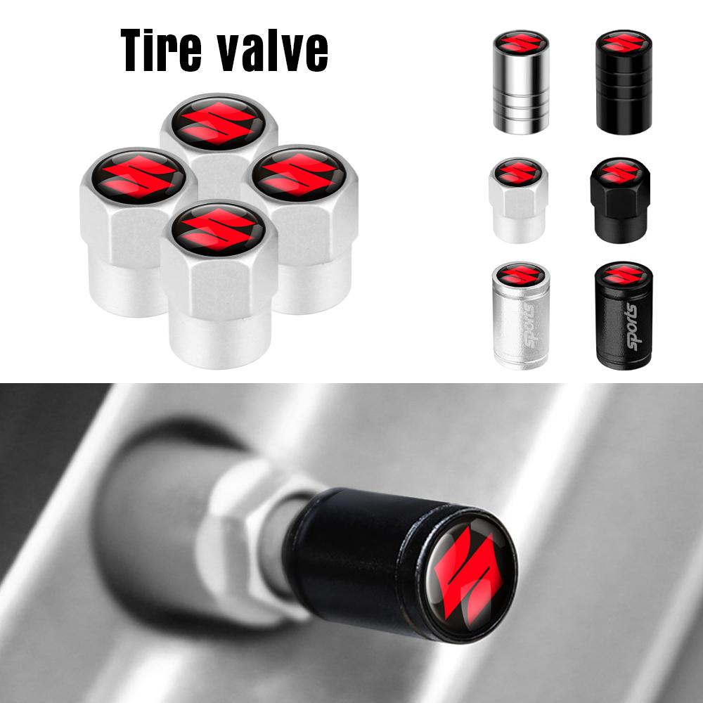 KIBI5 4pcs Car Aluminum Styling Emblem Wheel Tire Valve Stem Air Caps For Suzuki Swift SX4 Samurai Baleno Vitara Jimny Sierra Ignis