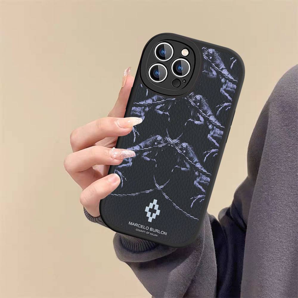 Custodia per Telefono M-MARCELO B-BURLON Per IPhone 16 15 14 13 12 11 Pro Max Plus Pelle Morbida Cover
