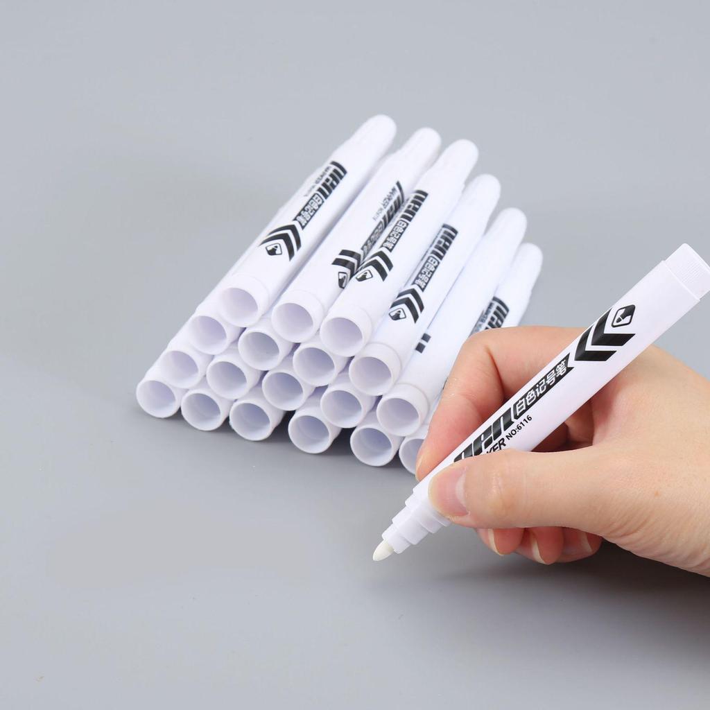 White Bold-Tip Oil-Based Marker for Office and Notebook Use