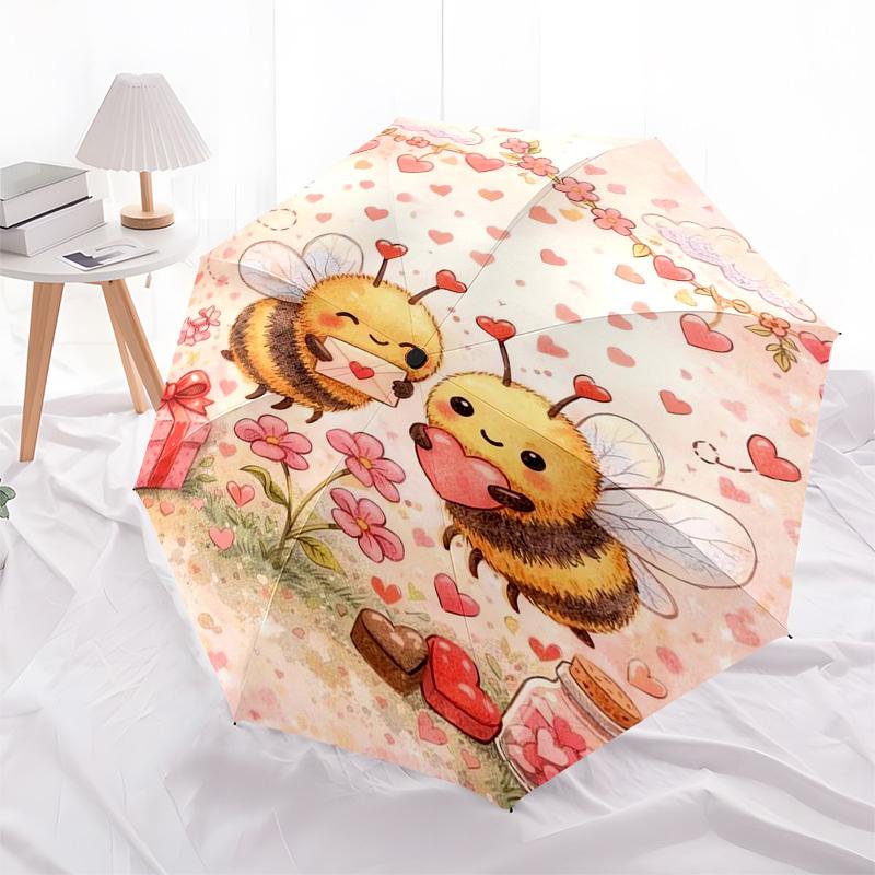 

1pc Love Bees Valentine s Day Hearts Gift Umbrella with Plastic Handle,Suitable for All Seasons Home Travel Outdoor Umbrellaptys31019