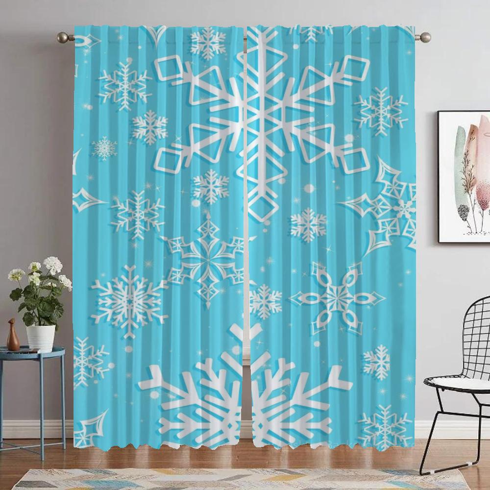 Vánoční odstíny Vločka Moderní obývací pokoj Závěsy 2 kusy Zatemňovací závěs do pokoje 2 panely Halloweenská dekorace Dělící stěna