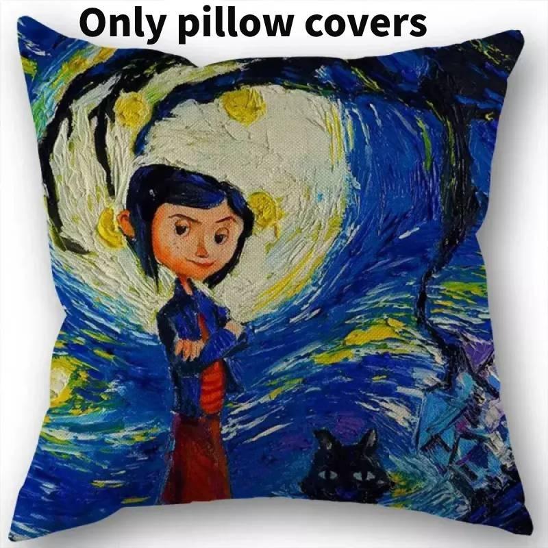 

Customizable Polyester Square Pillow Cover Featuring Geometric Abstract Design In Blue Color Style A