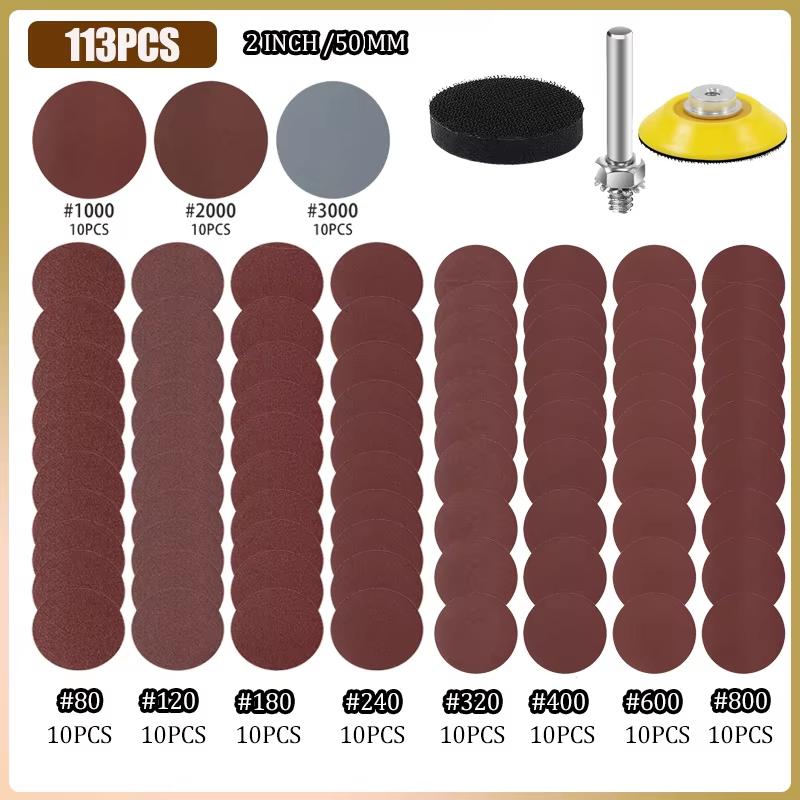 25/50/75mm Sanding Disc 1"2" 3inch 60-10000 Grit Polishing Sandpaper Assortment for Drill Grinder Rotary Tools Die Grinder Wood