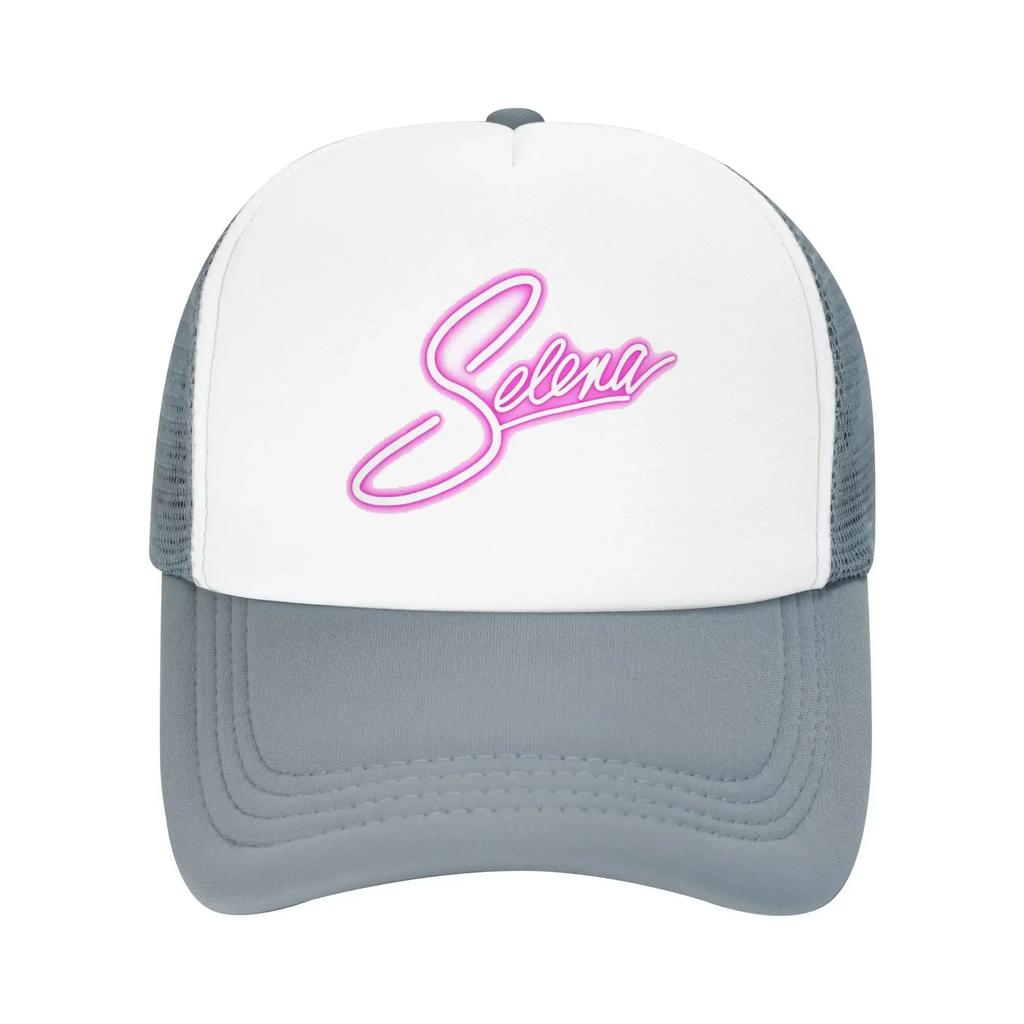 Romantic Pink White Selena Font Perfect Selena Quintanilla Mesh Baseball Caps Women Summer Male Hunting Hat Fishing Trucker Cap