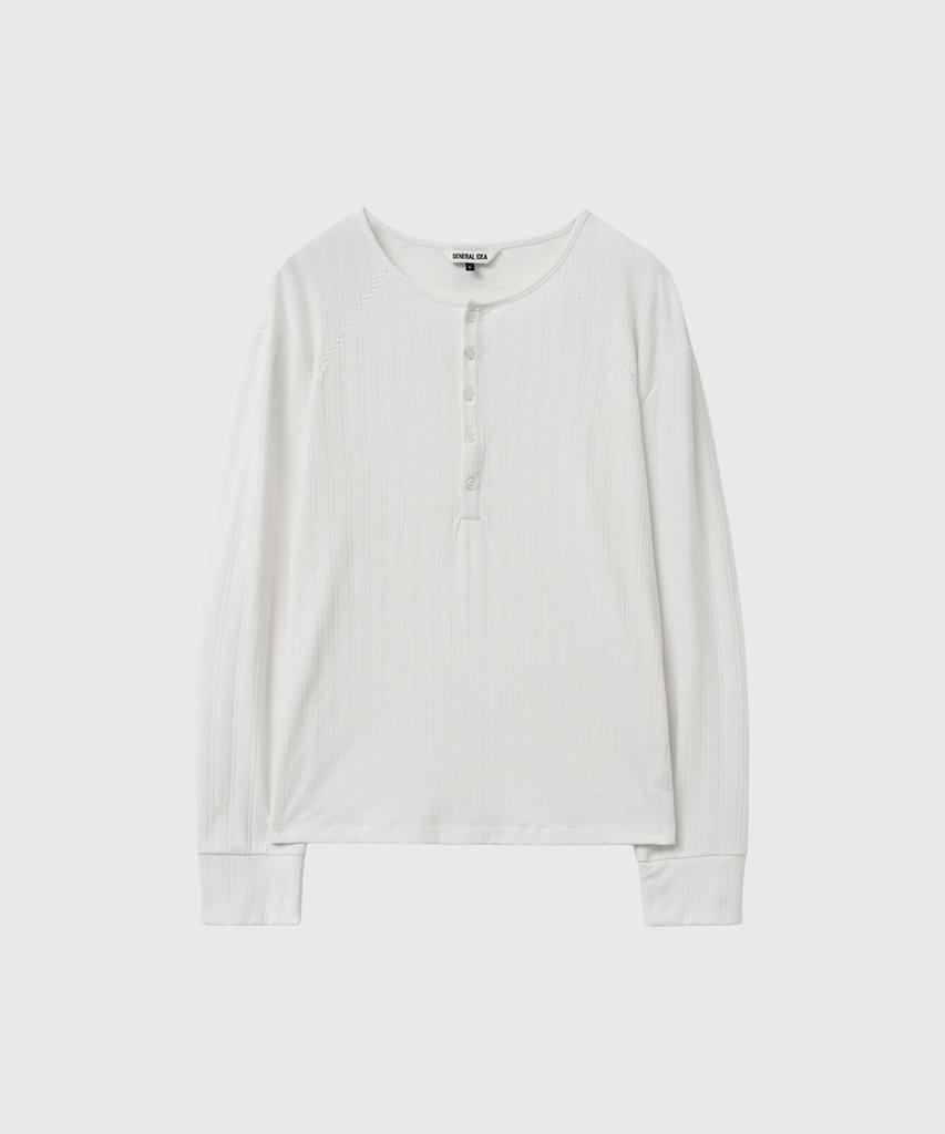 GENERALIDEA Loose Fit Henley Neck T-Shirt [White] / Gf1Lts516