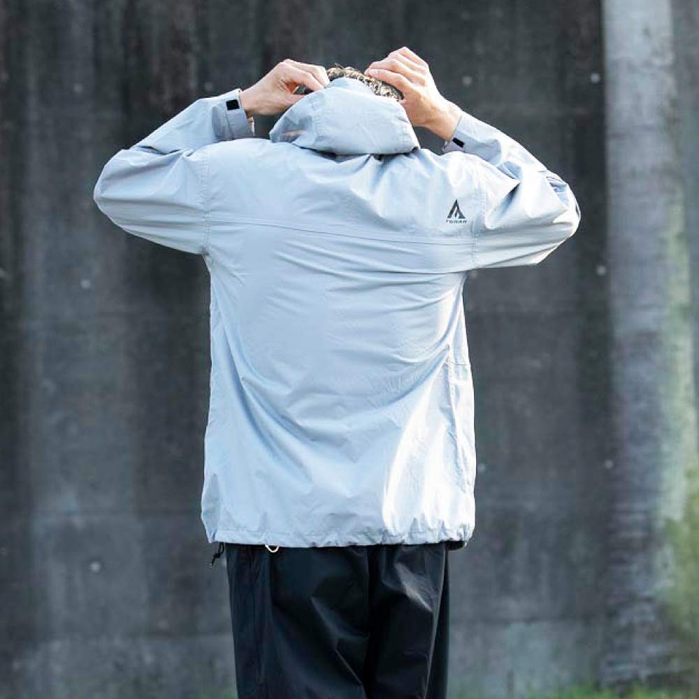 Otafuku Gloves Rain Jacket [Waterproof Pullover with Storage Bag, Water Resistance 10,000mmH2O, Breathability 3,000g/m²-24h] FB-201 Gray, Size M