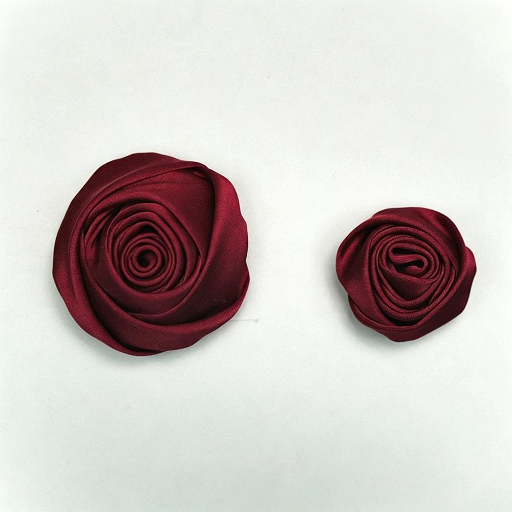 3.5Cm 5Cm Thick Silk Satin Fabric Flower 3D Rose Diy Simulation Flower Chest Flower Head Flower Accessories Clothing Accessories