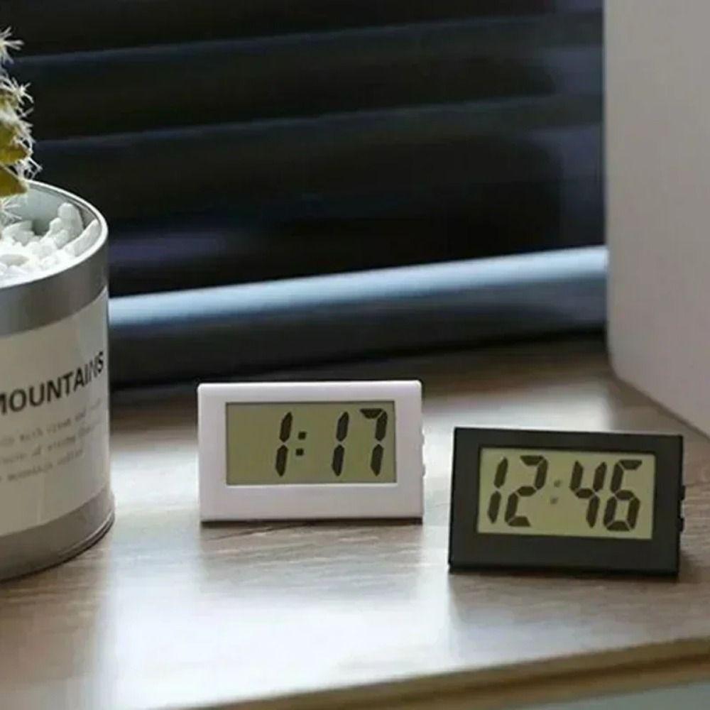 1Pcs Time Display Mini Triangle Clock Silent Desktop Electronic Clock  For Home Bedroom Office Car