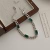 Micro-set Emerald Chain Bracelet Women's Retro Old Light Luxury Niche Design Colorful Treasure Emerald Bracelet for Girlfriend