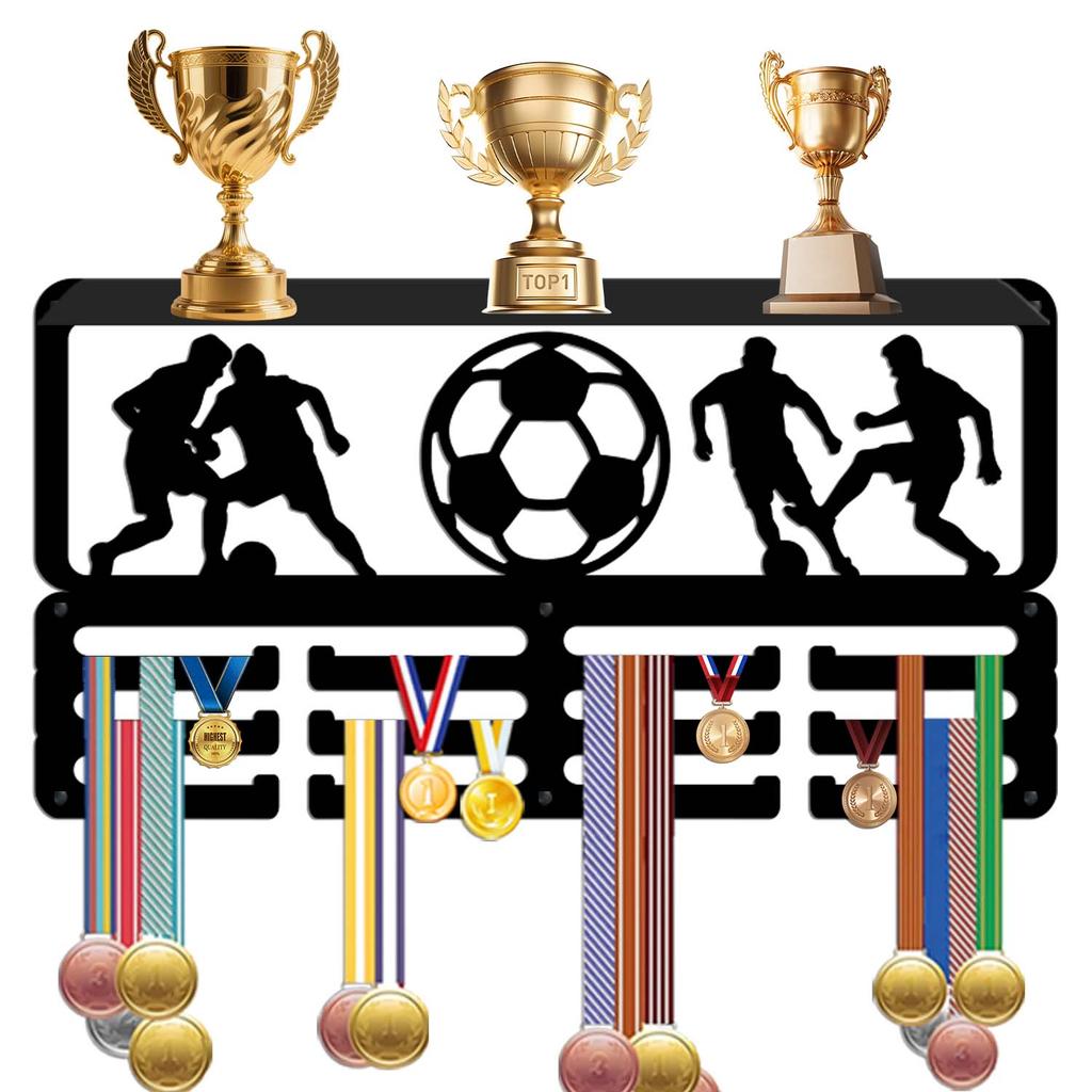 Wrought Display Rack with Hooks – Wall Mounted Award Holder for Medals, Ribbons and Certificates
