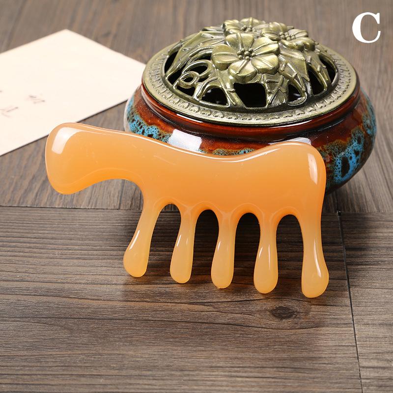 Große Zähne Kopf Akupunkturpunkt 5-Zahn Meridian Blut Massagekamm Harz Großzahn Kopfmassagegerät 5-Pfoten Halbrund Form Kamm