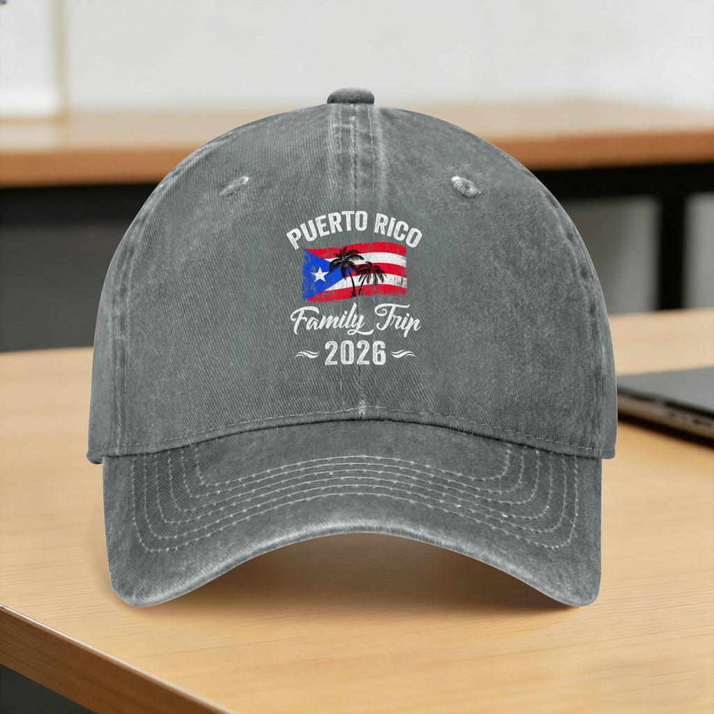 Puerto Rico Family Trip Vacation Washed Baseball Cap yk Funny Sun Trucker Hat Spring Unisex Unisex Hunting Snapback Cap