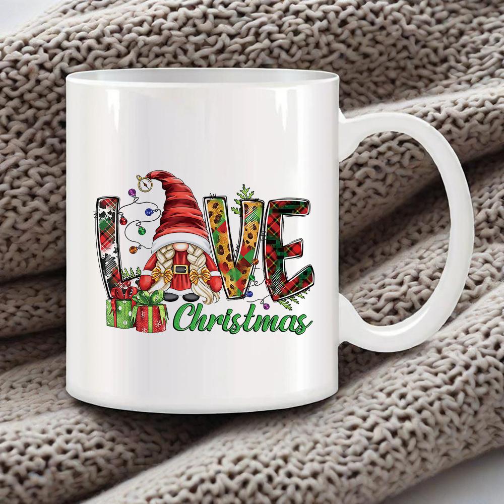 Cozy Xmas Themed Coffee Mug Christmas Tree Drawing Ceramic Mugs Santa Snowman Breakfast Cups Ho Ho Ho Cup Festive Gift Drinkware