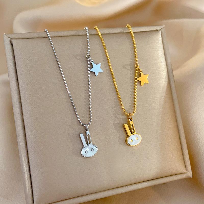 Fritillary Rabbit Minimalist Wind Stove Real Gold Necklace Female Collarbone Chain With Jewelry