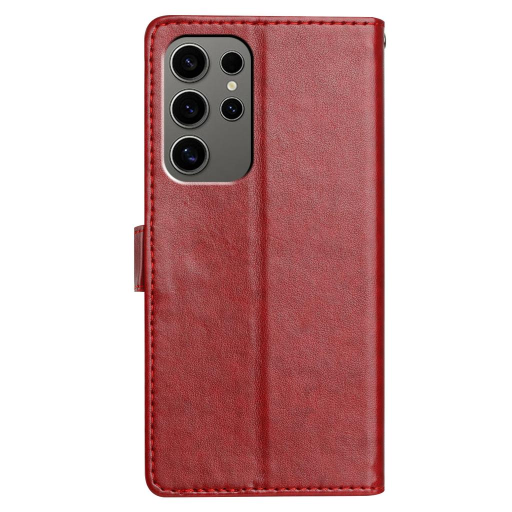 For Samsung Galaxy S23 Ultra Leather Phone Case Wallet Stand Cover with Handy Strap