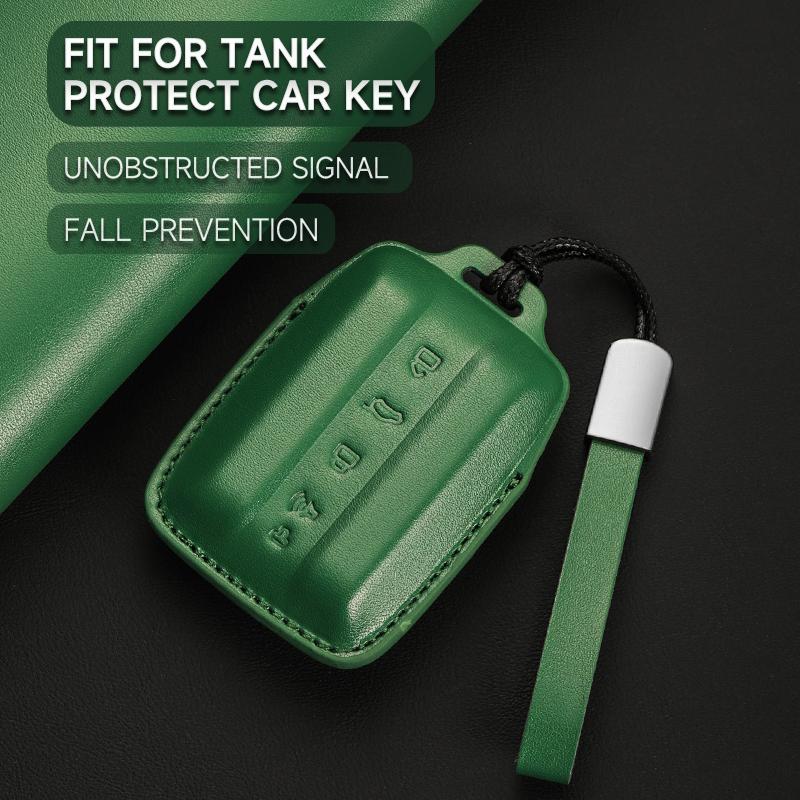 Leather Car Key Cover Case Protection Shell Keychain For Great Wall GWM WEY TANK 300 500 Tank300 Tank500 Remote Holder