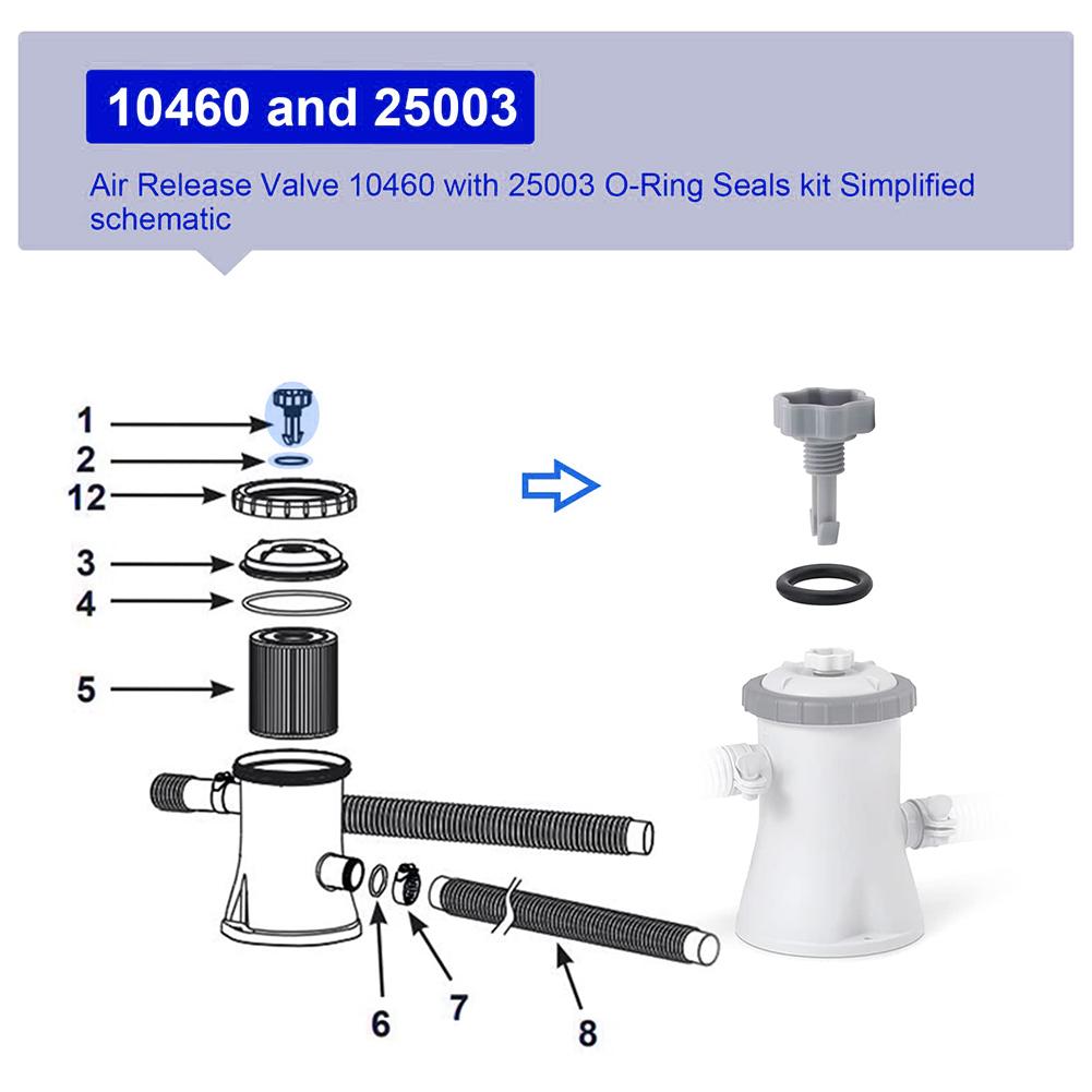 2 Sets Of 10460 Filtration Pump Exhaust Valves 10460 10264 Spas Swimming Pool Exhaust Valves And O-ring Replacement Parts