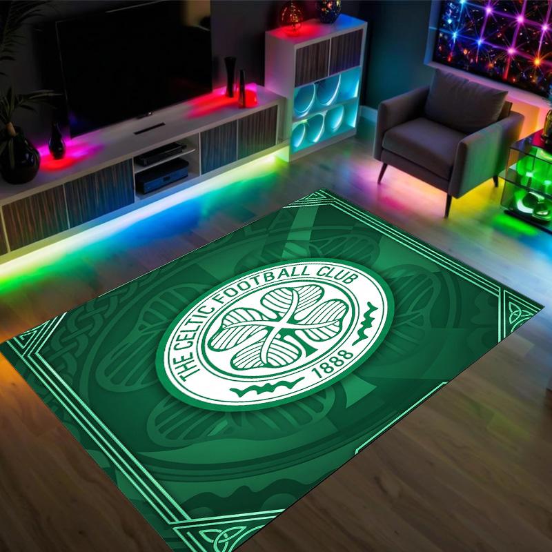 Celtic FC Design Kristall-Samt-Teppich Gemütlich Nicht?Rutschfester Teppich mit Aufdruck für Schlafzimmer Wohnzimmer Eingang