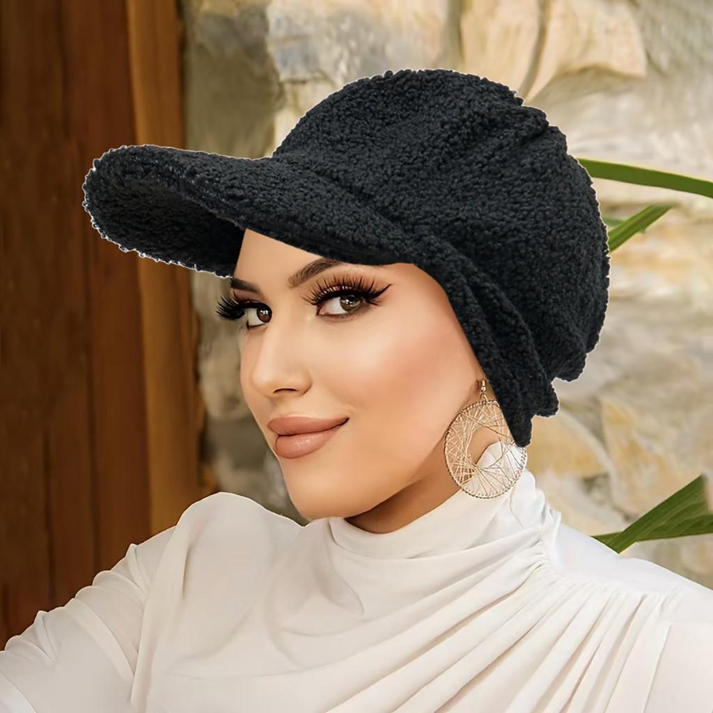 Warm Plush Duckbill Cap Lion Fleece Baseball Cap Fashion Versatile Windproof Ear Protection Hat