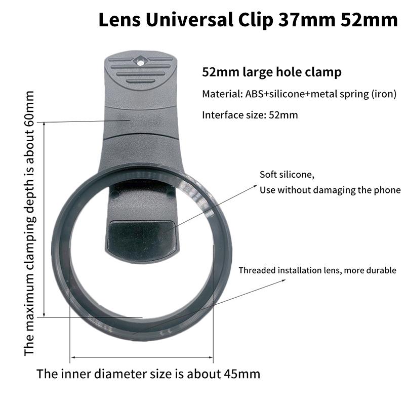 Universal Lens Clip Phone Lens Clip For 37Mm 52Mm Cpl Wide Angle Zoom Fish Eye Macro Filter Lens Clip For Iphone All Smartphones