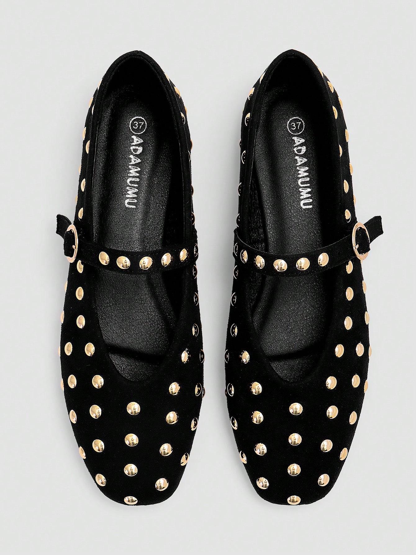 

ADAMUMU Women s Brown Mary Jane Flats with Gold Sequin Embellishments 41 чорний