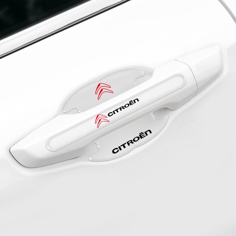 YJTHM1 Car Door Handle Bowl Protective Stickers Anti-collision Decor For Citroen C4 C3 C5 C1 C2 C6 Berlingo C-Elysee Cactus Picasso