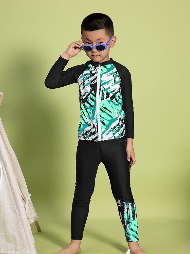 

Комплект для плавания с длинным рукавом для мальчиков (3 шт) для возраста 3-10 лет - Принт 2024 150 павлин голубой