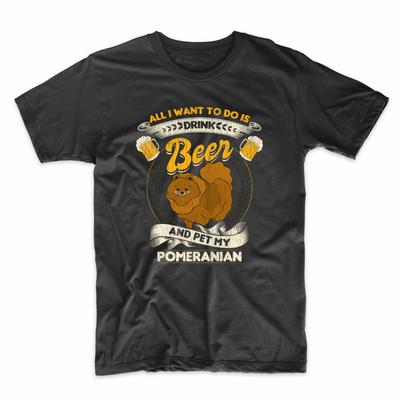 Alles, was ich tun will, ist Bier trinken und meinen Zwergspitz streicheln Lustiges T-Shirt