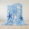 Blaue Meeresmuschel Flanelldecke Warm Weich Halloween Weihnachten Sofa Warm Gemütlich Dekoratives Dekor Geschenk für Alle Jahreszeiten