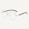 00102 Retro Japanese Metal Big Round Glasses Frame Men And Women Myopia Plain Light Wood Grain Legs Literary Frame