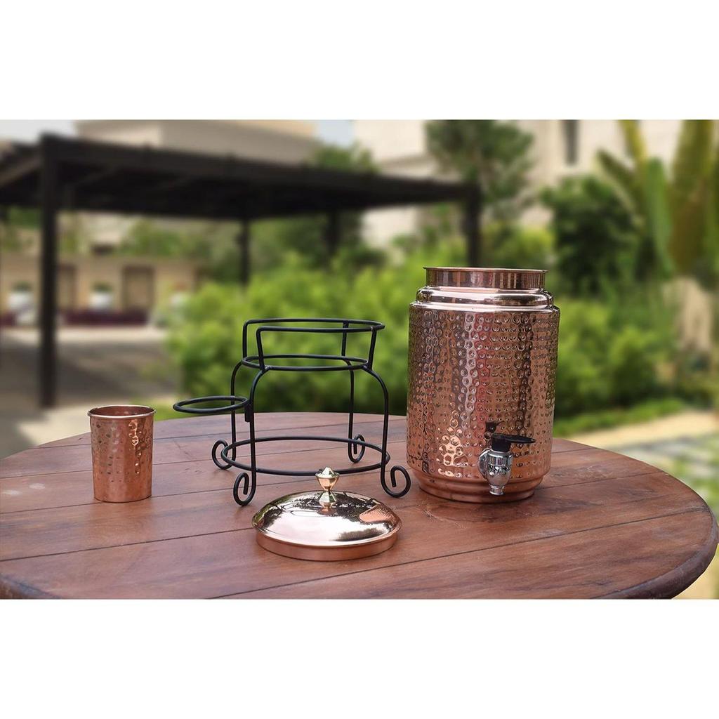 Měděná láhev na vodu, 1000 ml, sada 1 ks, zelený potisk (5 litrová nádoba)