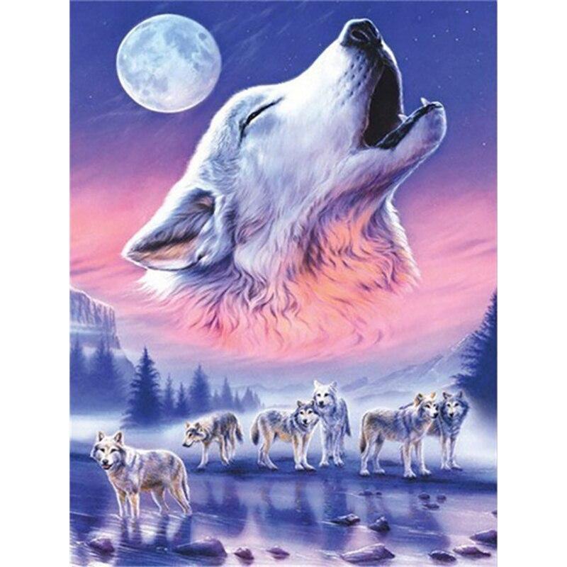 Full Round Drill 5D Diamond Painting Wolf Diamond Embroidery Animals Cross Stitch Mosaic Rhinestones Pictures Home Decor