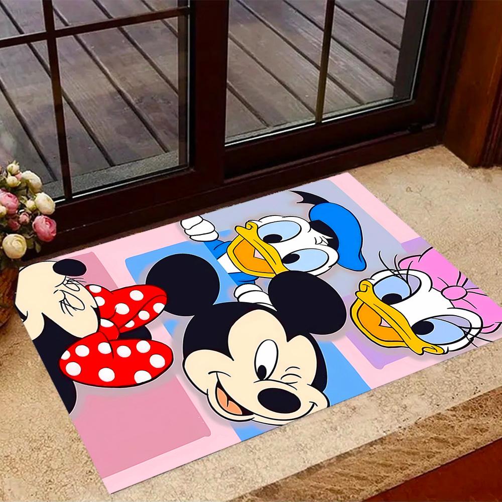 Classic Disney Characters Disney Cartoon Theme Anti-Slip Rug - Polyester, Home Decor, Suitable for Bedrooms, Living Rooms, Doorways, and Studios