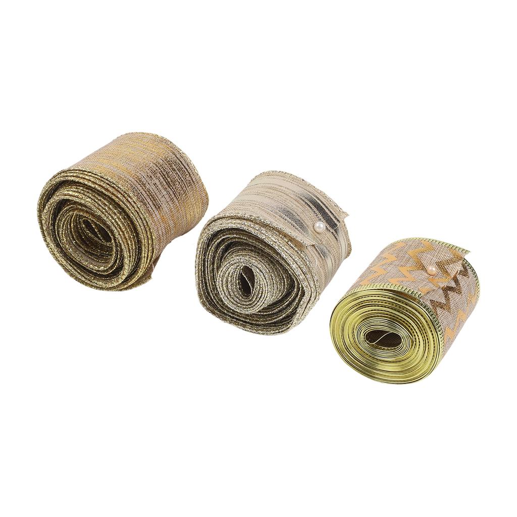 Burlap Ribbon Christmas Wreath Ribbon 1.97 * 196.85 Inches Beautiful Bow Making Mixed Set Ribbons Holiday Craft Supplies