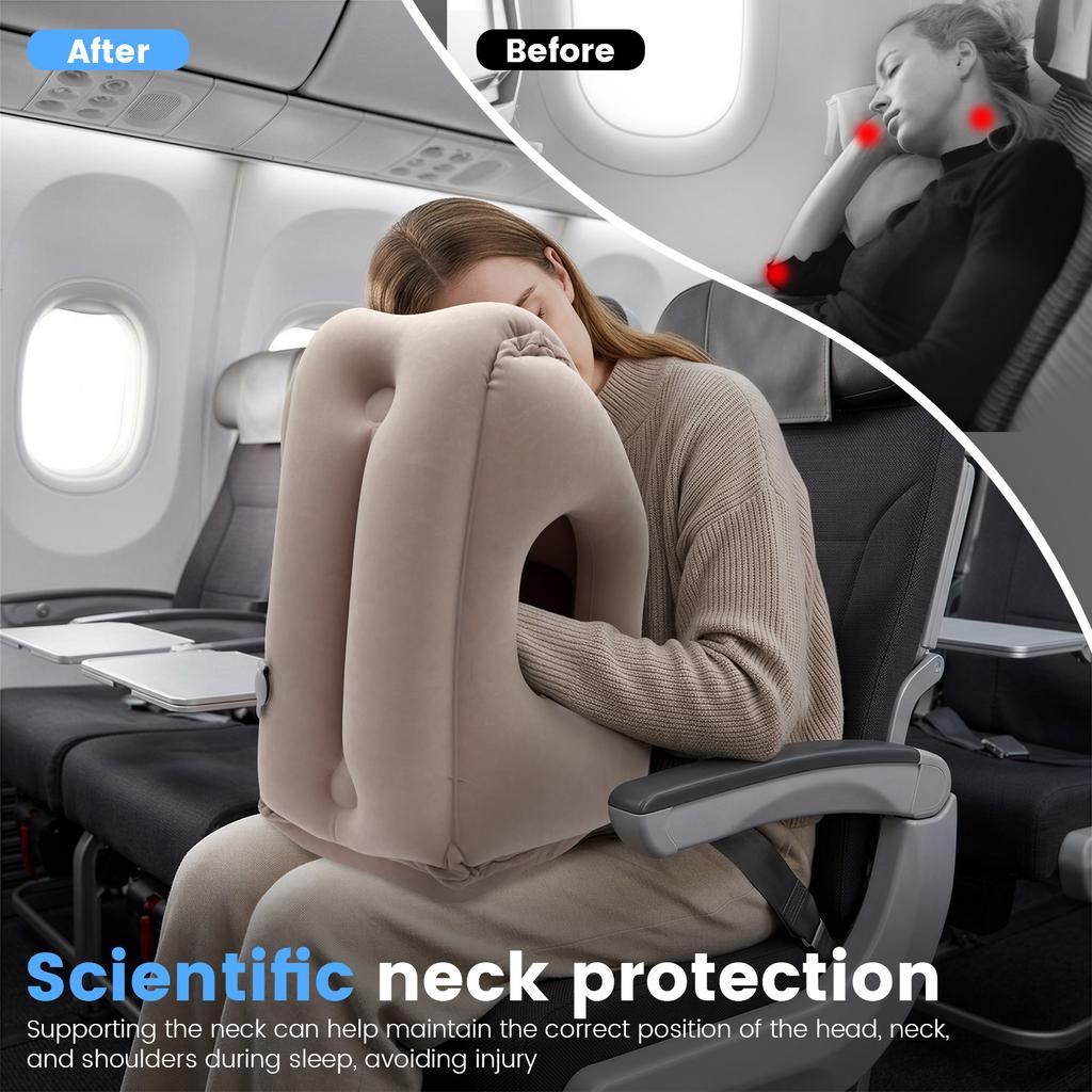 Inflatable Travel Pillows Portable Foldable Inflatable Sleeping Pillow with Storage Bag Airplane Neck Pillow Office Nap Pillows
